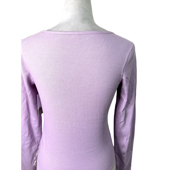 BP. Long Sleeve Soft Ribbed Deep V Neck Slim fit Thermal Top Purple W Small NWT - Picture 5 of 9